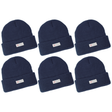 6x Dents 3M Thinsulate Beanie Bulk Pack - Navy Blue (Pull On Thermal Knit Ski Hat)