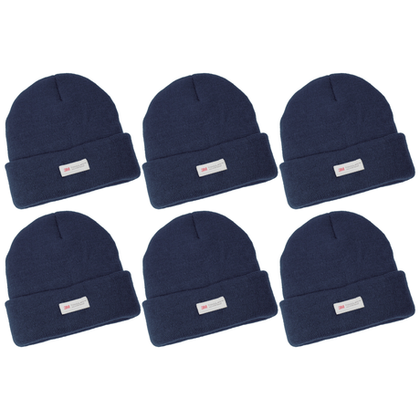 6x Dents 3M Thinsulate Beanie Bulk Pack - Navy Blue (Pull On Thermal Knit Ski Hat)