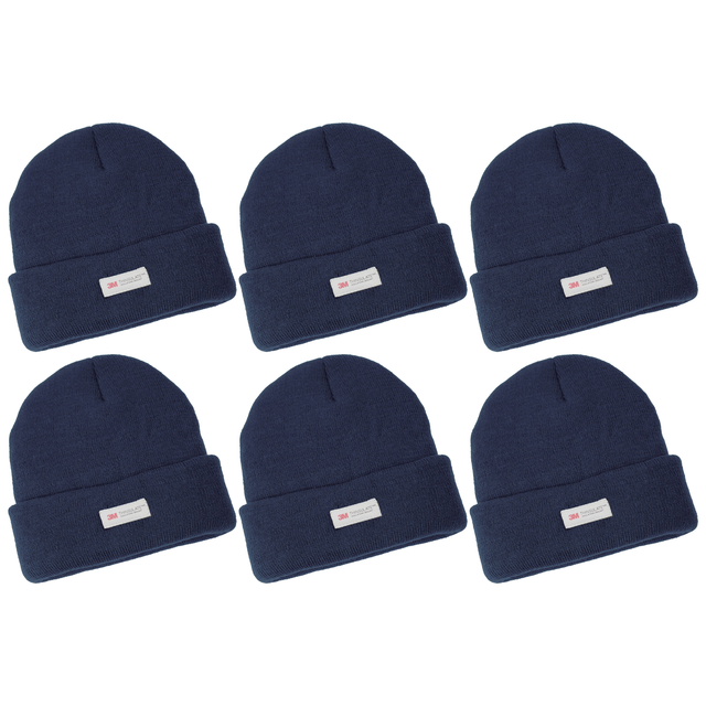 6x Dents 3M Thinsulate Beanie Bulk Pack - Navy Blue (Pull On Thermal Knit Ski Hat)