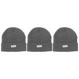 3x Dents 3M Thinsulate Beanie Pack - Charcoal Grey (Pull On Thermal Knit Ski Hat)