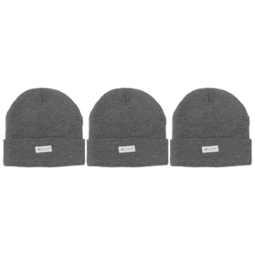 3x Dents 3M Thinsulate Beanie Pack - Charcoal Grey (Pull On Thermal Knit Ski Hat)
