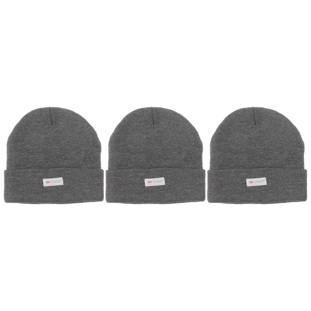 3x Dents 3M Thinsulate Beanie Pack - Charcoal Grey (Pull On Thermal Knit Ski Hat)