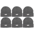 6x Dents 3M Thinsulate Beanie Bulk Pack - Charcoal Grey (Pull On Thermal Knit Ski Hat)