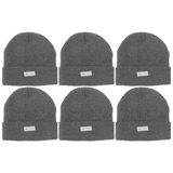 6x Dents 3M Thinsulate Beanie Bulk Pack - Charcoal Grey (Pull On Thermal Knit Ski Hat)