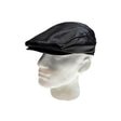 Dents Mens Leather Flat Cap with Satin Lining - Black (Driving Vintage Cabbie Golf Hat)