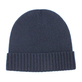 Dents Mens Wool Beanie Rib Fine Knit - Navy (Warm Winter Ski Turn Up)
