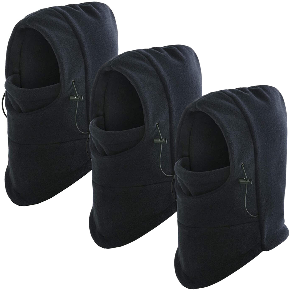 3x Dents Windproof Thermal Fleece Balaclava Bulk Pack - Black (Ski & Full Face Mask)