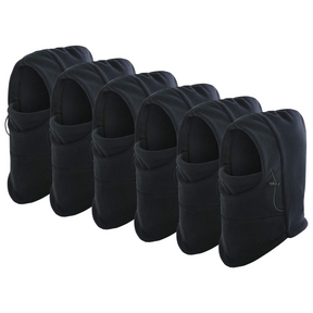 6x Dents Windproof Thermal Fleece Balaclava Bulk Pack - Black (Ski & Full Face Mask)