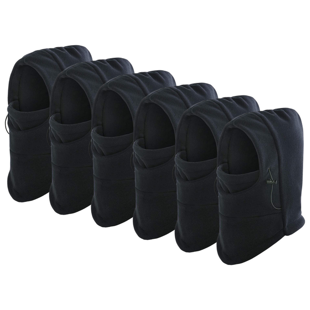 6x Dents Windproof Thermal Fleece Balaclava Bulk Pack - Black (Ski & Full Face Mask)