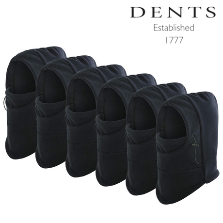 6x Dents Windproof Thermal Fleece Balaclava Bulk Pack - Black (Ski & Full Face Mask)