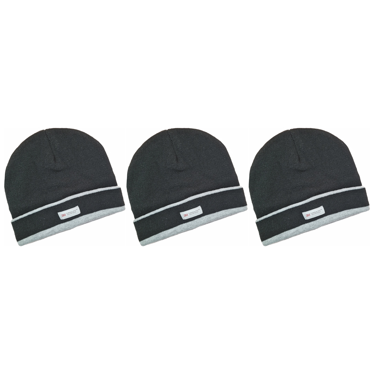 3x Dents 3M Thinsulate Beanie with Contrast Brim Pack - Black