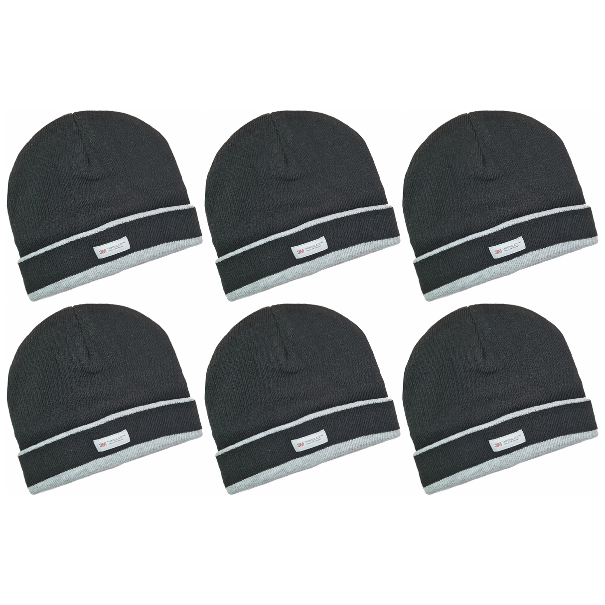 6x Dents 3M Thinsulate Beanie with Contrast Brim Bulk Pack - Black