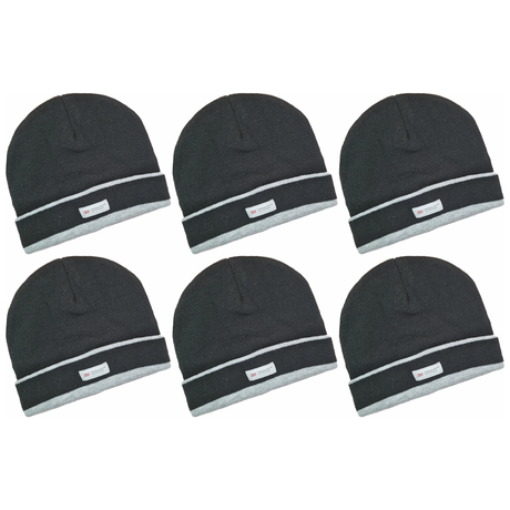 6x Dents 3M Thinsulate Beanie with Contrast Brim Bulk Pack - Black