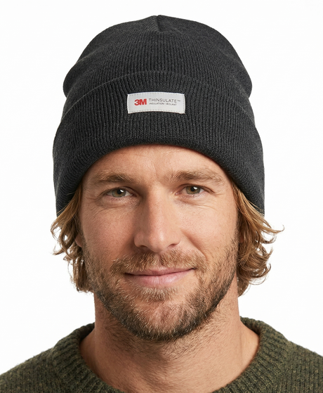 Dents Mens 3M Thinsulate 4 Layer Knit Turn Up Brim Beanie - Black (One Size)