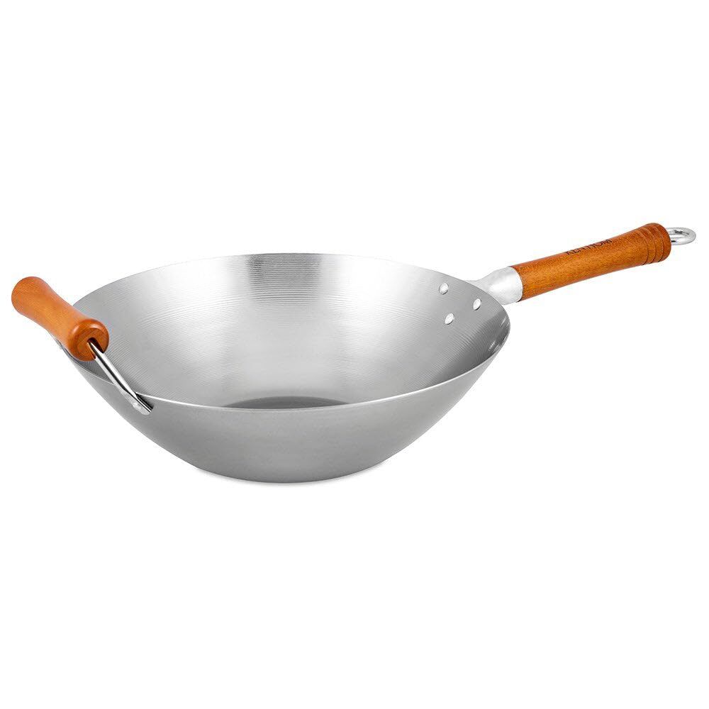 Ken Hom Excellence Carbon Steel Wok 32cm Stir Fry Pan Flat Base Induction