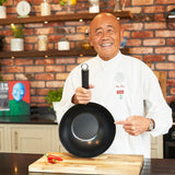 Ken Hom Excellence Carbon Steel Wok 32cm Stir Fry Pan Flat Base Induction