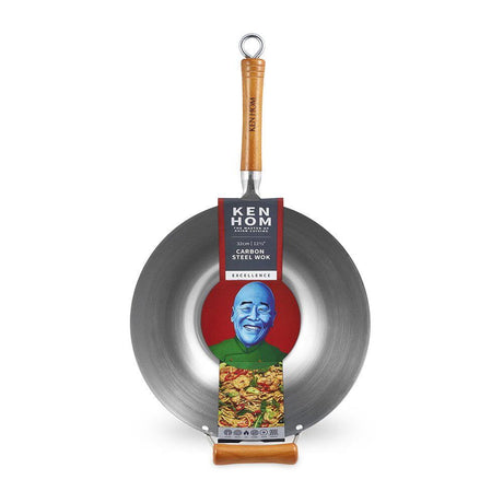Ken Hom Excellence 32cm Carbon Steel Wok w/ Flat Base (Induction Stir Fry Pan)
