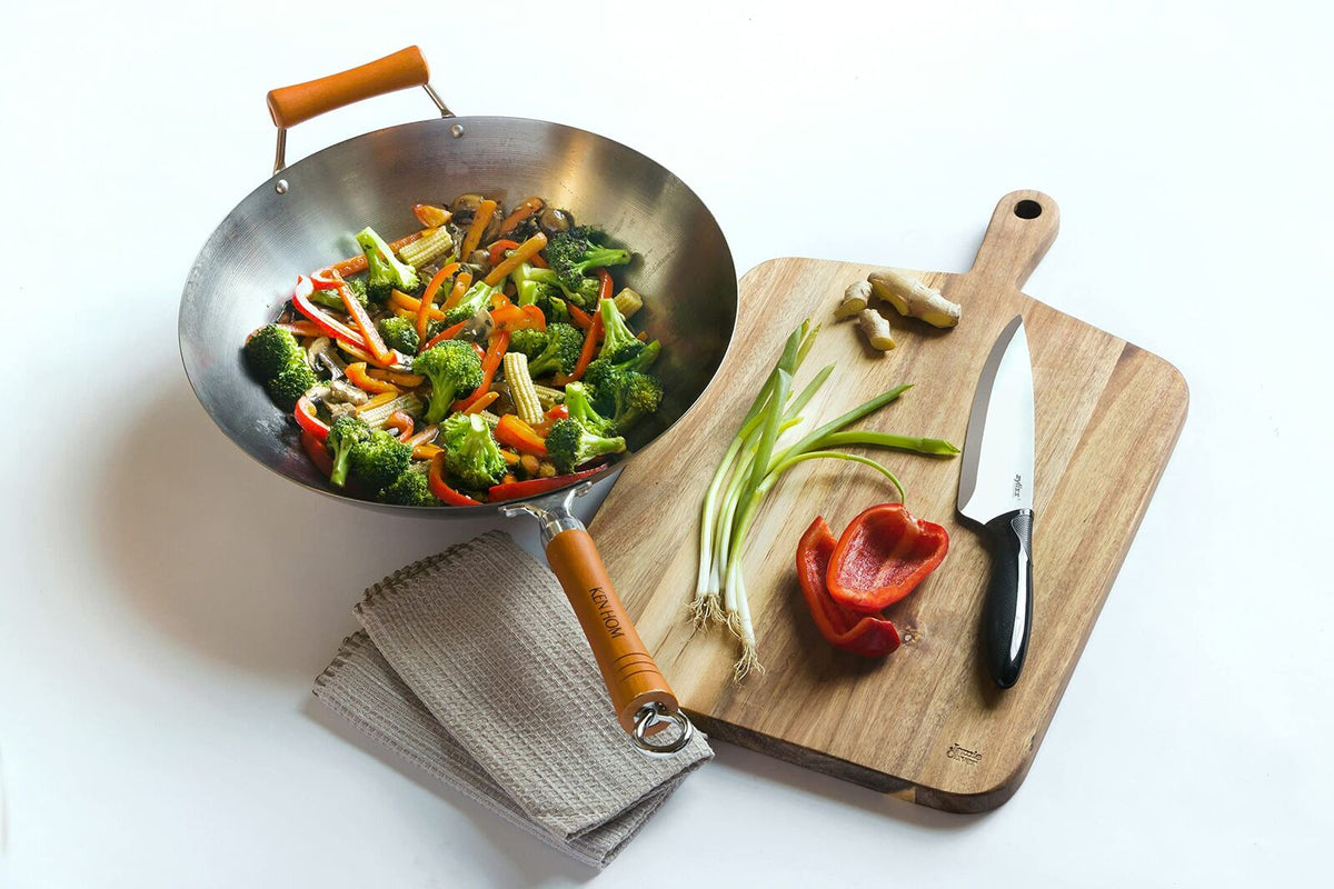 Ken Hom Excellence 36cm Carbon Steel Wok 1.8mm Stir Fry Pan Induction
