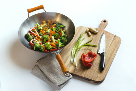 Ken Hom Excellence 36cm Carbon Steel Wok w/ Flat Base (Induction Stir Fry Pan)