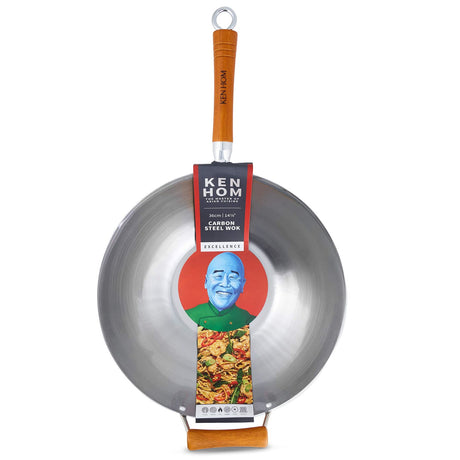 Ken Hom Excellence 36cm Carbon Steel Wok w/ Flat Base (Induction Stir Fry Pan)