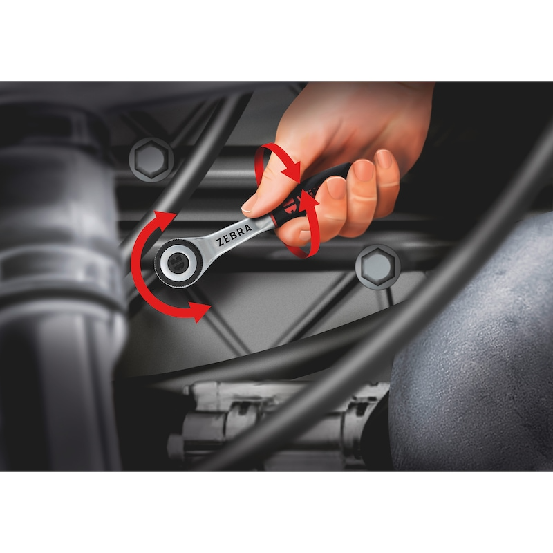 Wurth 1/4" Reversible Ratchet Wrench 360 Degree Twist Handle Chrome Vanadium 135mm