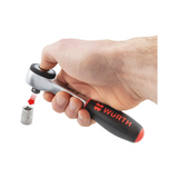 Wurth 1/4" Reversible Ratchet Wrench 360 Degree Twist Handle Chrome Vanadium 135mm