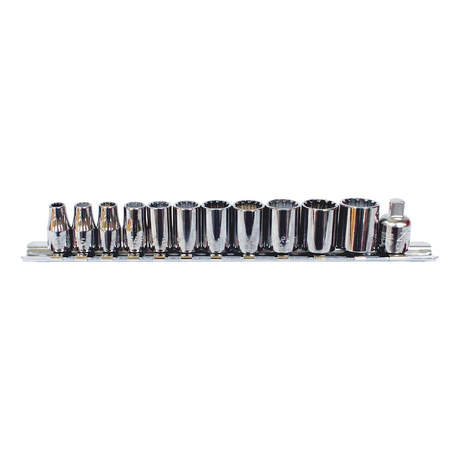 1/4" 12pc Multi-Socket Wrench Set Chrome Metric/Imperial TX Bi-Hex Square