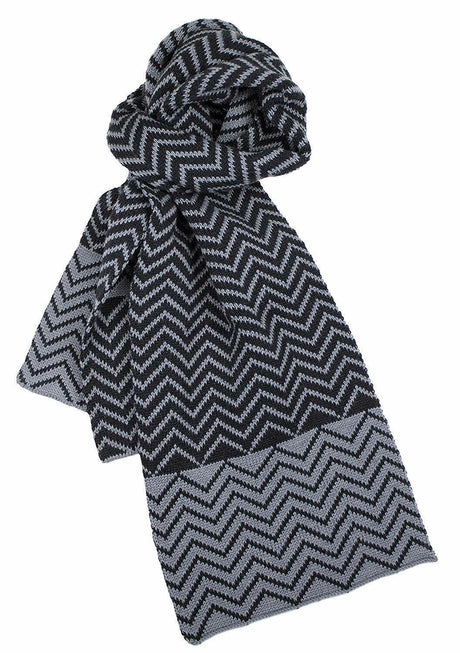 Dents Zig Zag Two-Tone Knit Scarf Warm Winter - Black/Charcoal