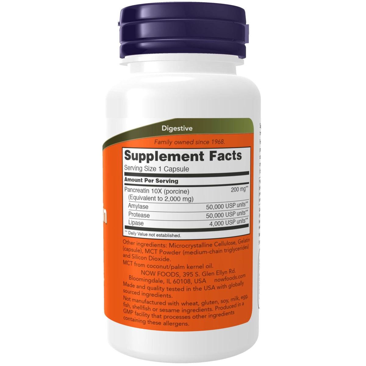 NOW Foods Pancreatin 2000 - 100 Capsules (200 mg per Capsule)