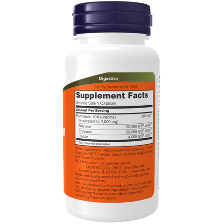 NOW Foods Pancreatin 2000 - 100 Capsules (200 mg per Capsule)