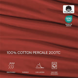 Lacoste King 100% Cotton Percale 200TC Bed Sheet Set in Chili Pepper