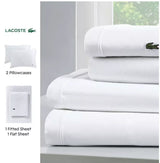 Lacoste 4-Piece California King Bed Sheet Set in White