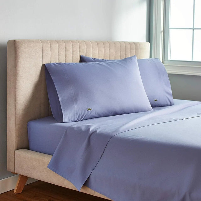 Lacoste 4-Piece Cotton Blend King Bed Sheet Set in Slate Blue