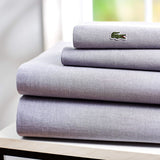 Lacoste 4-Piece Cotton Blend Queen Bed Sheet Set in Chambray Blue