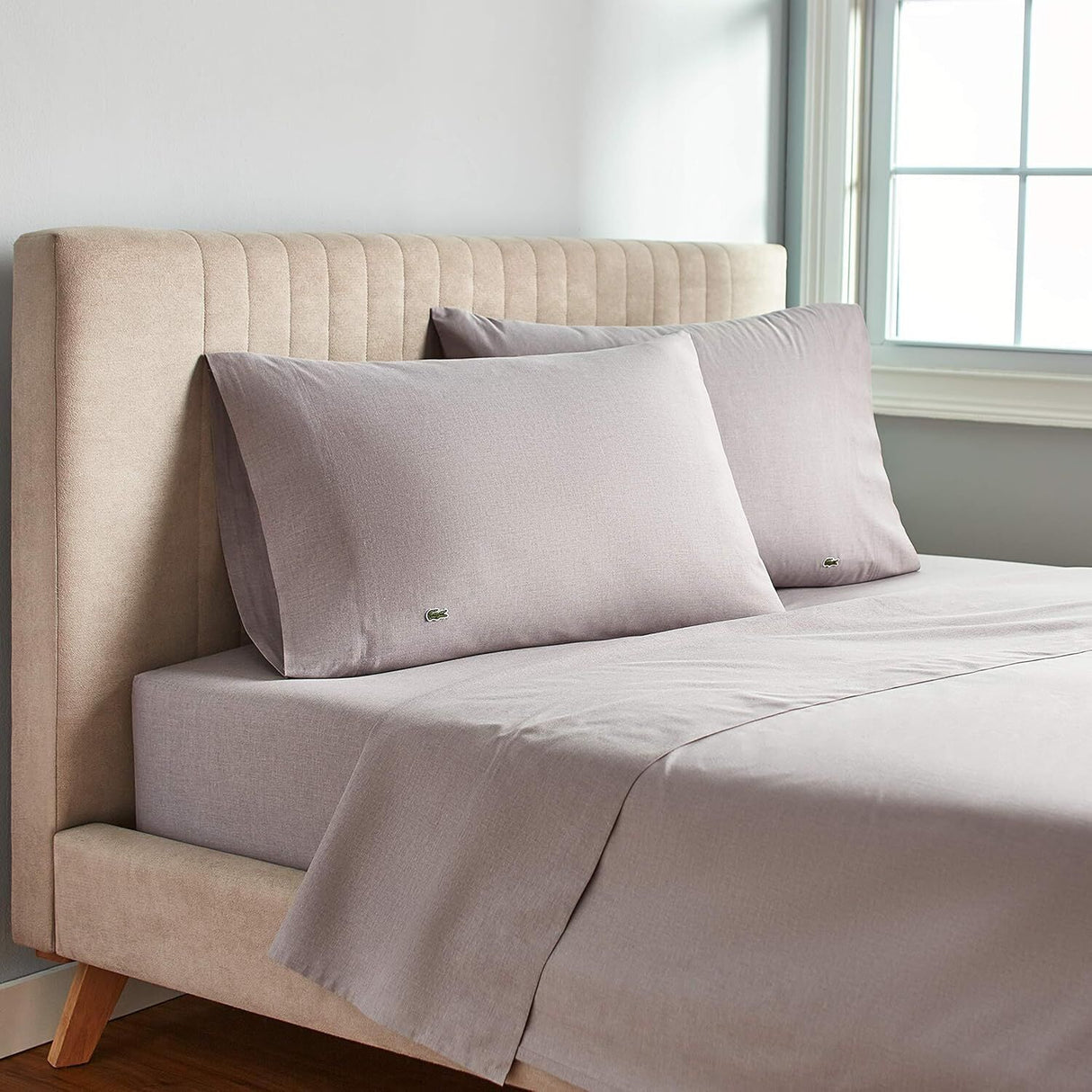 Lacoste California King 4-Piece Bed Sheet Set in Chambray Grey