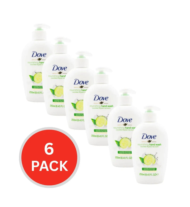 6x Dove 250mL Handwash Nourishing Cucumber And Green Tea Scent