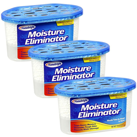 3x Homebright 277g Moisture Eliminator (Water Absorber) Pack - Spill Proof for Cupboards