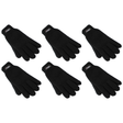 6x Dents 3M Thinsulate Black Gloves Bulk Pack - Knitted Winter Snow/Ski Polar Fleece Thermal