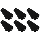 6x Dents 3M Thinsulate Black Gloves Bulk Pack - Knitted Winter Snow/Ski Polar Fleece Thermal
