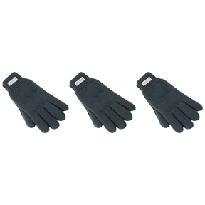 3x Dents 3M Thinsulate Charcoal Gloves Pack - Knitted Winter Snow/Ski Polar Fleece Thermal