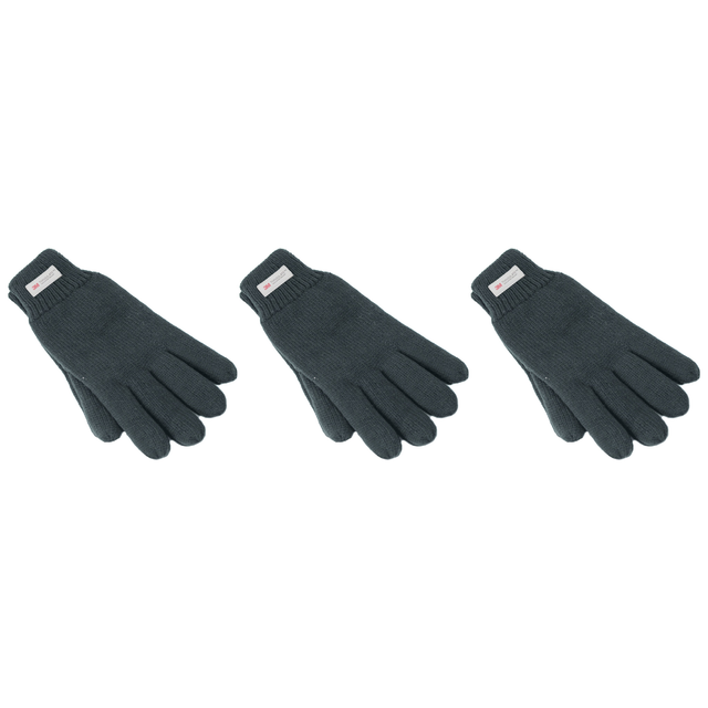 3x Dents 3M Thinsulate Charcoal Gloves Pack - Knitted Winter Snow/Ski Polar Fleece Thermal