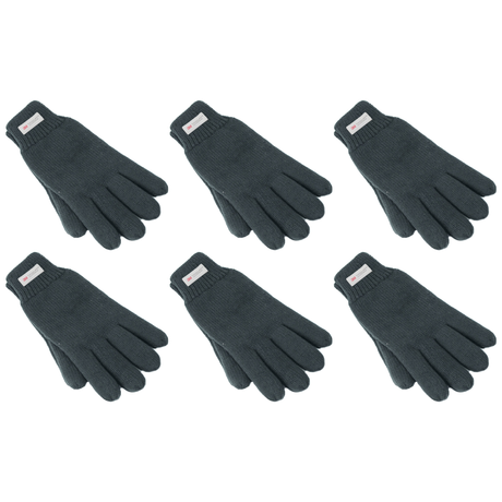 6x Dents 3M Thinsulate Charcoal Gloves Bulk Pack - Knitted Winter Snow/Ski Polar Fleece Thermal