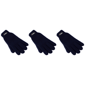 3x Dents 3M Thinsulate Navy Gloves Pack - Knitted Winter Snow/Ski Polar Fleece Thermal