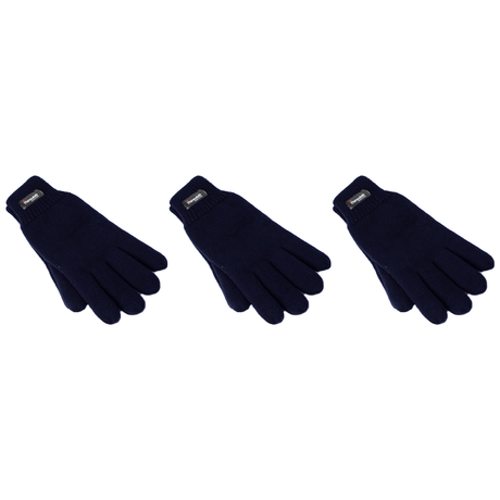 3x Dents 3M Thinsulate Navy Gloves Pack - Knitted Winter Snow/Ski Polar Fleece Thermal