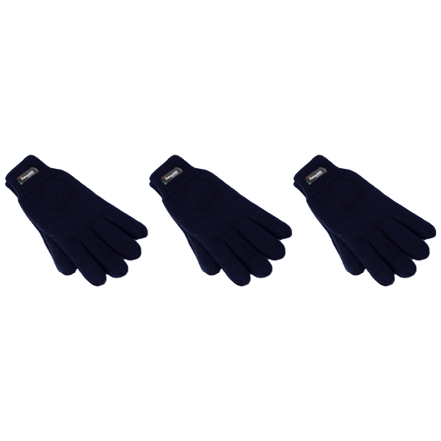 3x Dents 3M Thinsulate Navy Gloves Pack - Knitted Winter Snow/Ski Polar Fleece Thermal