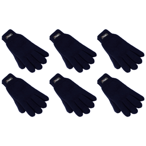 6x Dents 3M Thinsulate Navy Gloves Bulk Pack - Knitted Winter Snow/Ski Polar Fleece Thermal