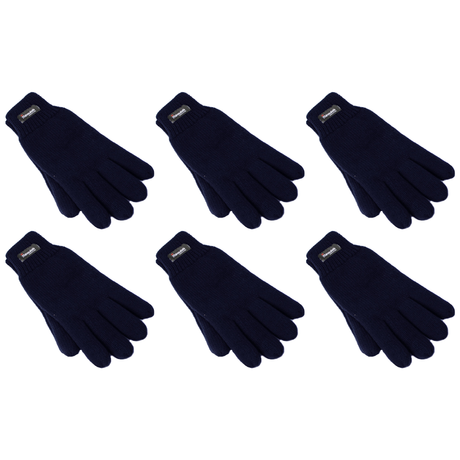 6x Dents 3M Thinsulate Navy Gloves Bulk Pack - Knitted Winter Snow/Ski Polar Fleece Thermal