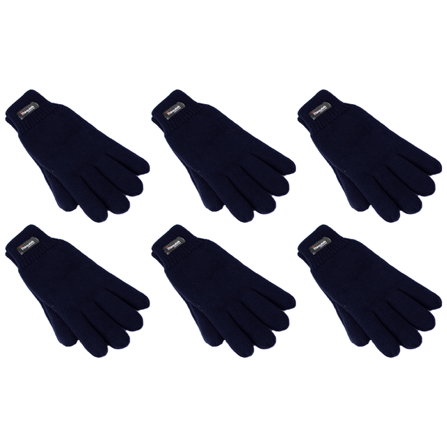 6x Dents 3M Thinsulate Navy Gloves Bulk Pack - Knitted Winter Snow/Ski Polar Fleece Thermal