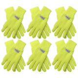 6x Dents 3M Thinsulate Fluro Yellow Gloves Bulk Pack - Hi Vis Knitted Winter Snow/Ski Fleece Gloves