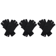 3x Dents 3M Thinsulate Black Fingerless Gloves Pack - Knitted Insulation Polar Fleece